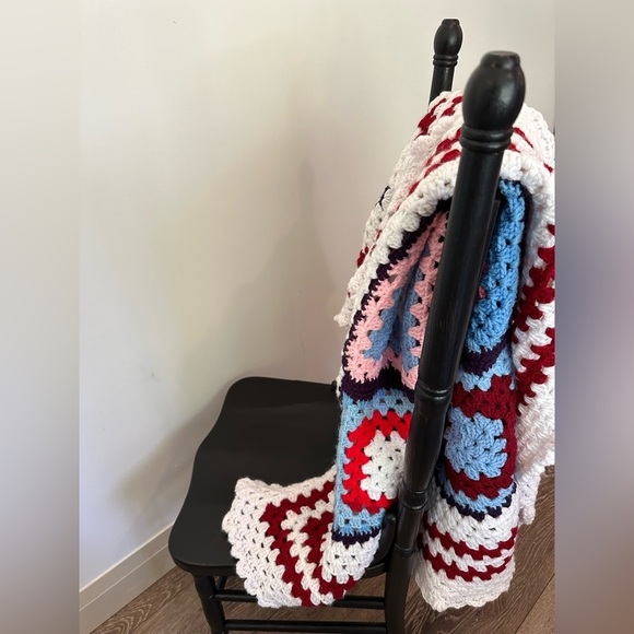 Granny blanket hand knit Vintage Square Afghan Throw  Blanket Multi Colour - Picture 2 of 11